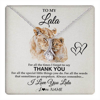 Alluring Beauty Necklace 14K White Gold Finish | 1 | Personalized To My Lala Necklace From Granddaughter Thank You Lion Lala Gift For Mothers Day Birthday Gift Christmas For Lala Customized Gift Box Message Card | teecentury