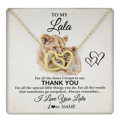 Interlocking Hearts Necklace 18K Yellow Gold Finish | 1 | Personalized To My Lala Necklace From Granddaughter Thank You Lion Lala Gift For Mothers Day Birthday Gift Christmas For Lala Customized Gift Box Message Card | teecentury