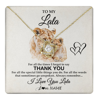 Love Knot Necklace 18K Yellow Gold Finish | 1 | Personalized To My Lala Necklace From Granddaughter Thank You Lion Lala Gift For Mothers Day Birthday Gift Christmas For Lala Customized Gift Box Message Card | teecentury