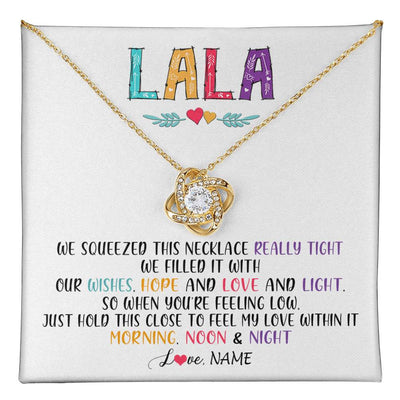 Love Knot Necklace 18K Yellow Gold Finish | 1 | Personalized To My Lala Necklace From Grandkids Granddaughter We Squeezed This Necklace Lala Birthday Mothers Day Christmas Customized Gift Box Message Card | teecentury
