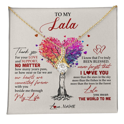 Alluring Beauty Necklace 18K Yellow Gold Finish | 1 | Personalized To My Lala Necklace From Grandkids Never Forget That I Love You You Mean The World Lala Birthday Mothers Day Christmas Customized Gift Box Message Card | teecentury