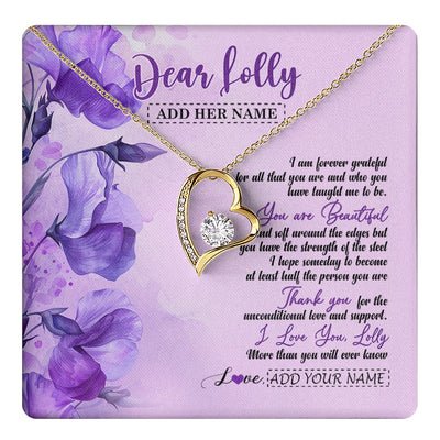 Forever Love Necklace 18K Yellow Gold Finish | 1 | Personalized To My Lolly Gifts From Granddaughter Necklace Flower You Are Beautiful Gifts For Lolly Mothers Day Birthday Christmas Gift Box Message Card | teecentury.myshopify