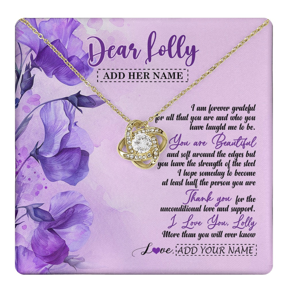 Love Knot Necklace 18K Yellow Gold Finish | 1 | Personalized To My Lolly Gifts From Granddaughter Necklace Flower You Are Beautiful Gifts For Lolly Mothers Day Birthday Christmas Gift Box Message Card | teecentury.myshopify