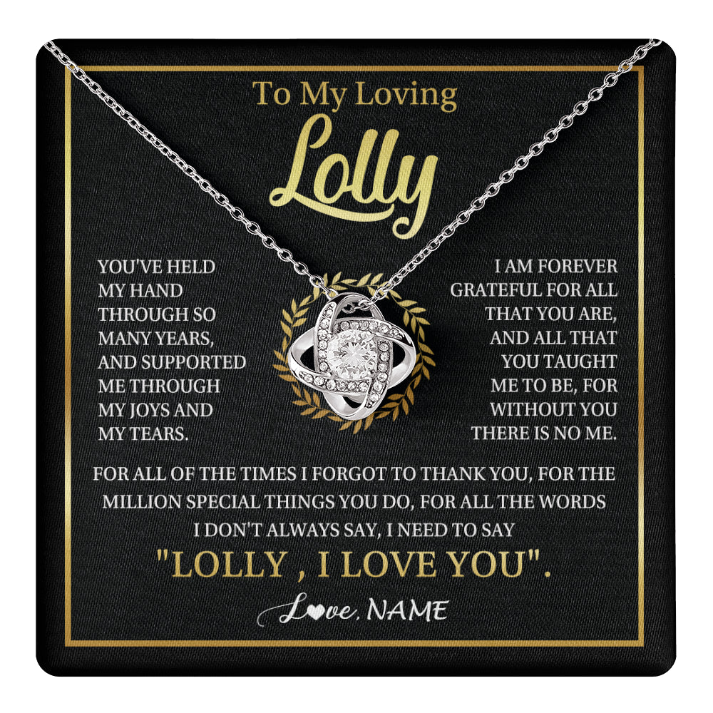 Love Knot Necklace 14K White Gold Finish | 1 | Personalized To My Lolly Gifts Necklace From Granddaughter Grandson Grateful Thank You Lolly Birthday Mothers Day Jewelry Customized Gift Box Message Card | teecentury