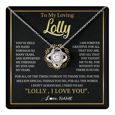 Love Knot Necklace 14K White Gold Finish | 1 | Personalized To My Lolly Gifts Necklace From Granddaughter Grandson Grateful Thank You Lolly Birthday Mothers Day Jewelry Customized Gift Box Message Card | teecentury