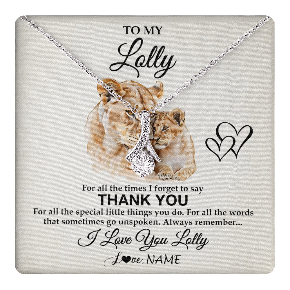 Alluring Beauty Necklace 14K White Gold Finish | 1 | Personalized To My Lolly Necklace From Granddaughter Thank You Lion Lolly Gift For Mothers Day Birthday Gift Christmas For Lolly Gift Box Message Card | teecentury