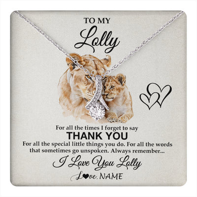 Alluring Beauty Necklace 14K White Gold Finish | 1 | Personalized To My Lolly Necklace From Granddaughter Thank You Lion Lolly Gift For Mothers Day Birthday Gift Christmas For Lolly Gift Box Message Card | teecentury