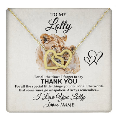 Interlocking Hearts Necklace 18K Yellow Gold Finish | 1 | Personalized To My Lolly Necklace From Granddaughter Thank You Lion Lolly Gift For Mothers Day Birthday Gift Christmas For Lolly Gift Box Message Card | teecentury