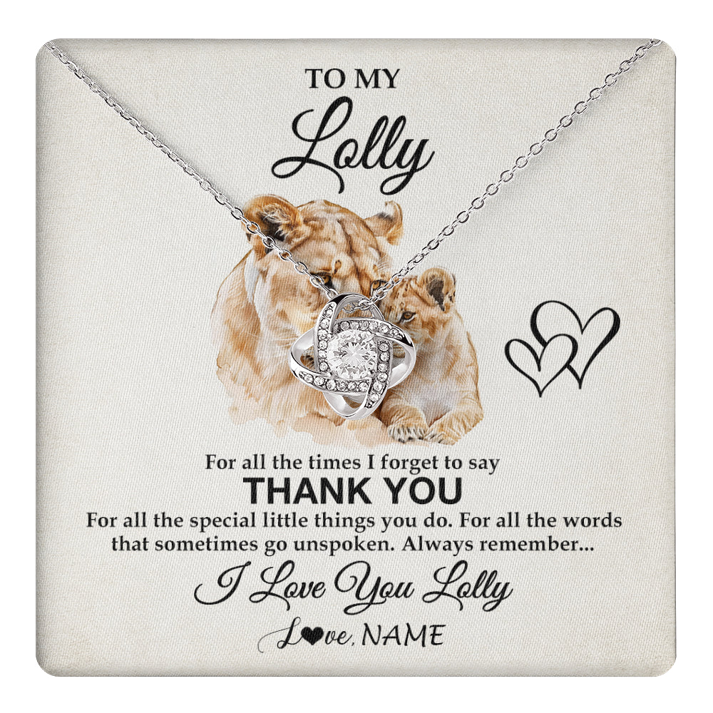 Love Knot Necklace 14K White Gold Finish | 1 | Personalized To My Lolly Necklace From Granddaughter Thank You Lion Lolly Gift For Mothers Day Birthday Gift Christmas For Lolly Gift Box Message Card | teecentury