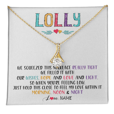Alluring Beauty Necklace 18K Yellow Gold Finish | 1 | Personalized To My Lolly Necklace From Grandkids Granddaughter We Squeezed This Necklace Lolly Birthday Mothers Day Jewelry Customized Gift Box Message Card | teecentury