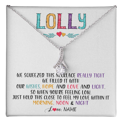 Alluring Beauty Necklace 14K White Gold Finish | 1 | Personalized To My Lolly Necklace From Grandkids Granddaughter We Squeezed This Necklace Lolly Birthday Mothers Day Jewelry Customized Gift Box Message Card | teecentury
