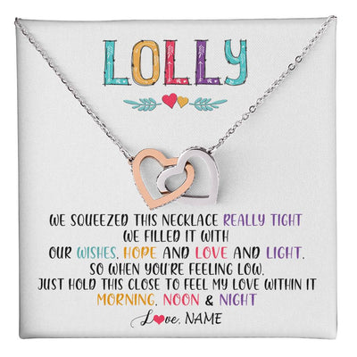 Interlocking Hearts Necklace Stainless Steel & Rose Gold Finish | 1 | Personalized To My Lolly Necklace From Grandkids Granddaughter We Squeezed This Necklace Lolly Birthday Mothers Day Jewelry Customized Gift Box Message Card | teecentury