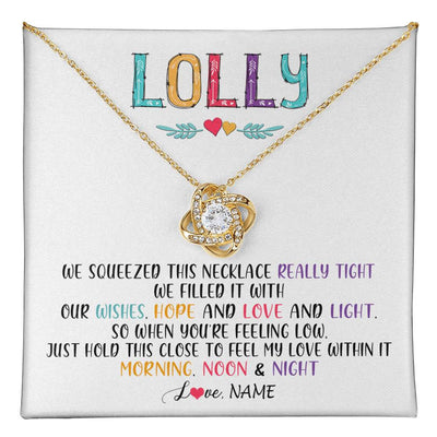 Love Knot Necklace 18K Yellow Gold Finish | 1 | Personalized To My Lolly Necklace From Grandkids Granddaughter We Squeezed This Necklace Lolly Birthday Mothers Day Jewelry Customized Gift Box Message Card | teecentury