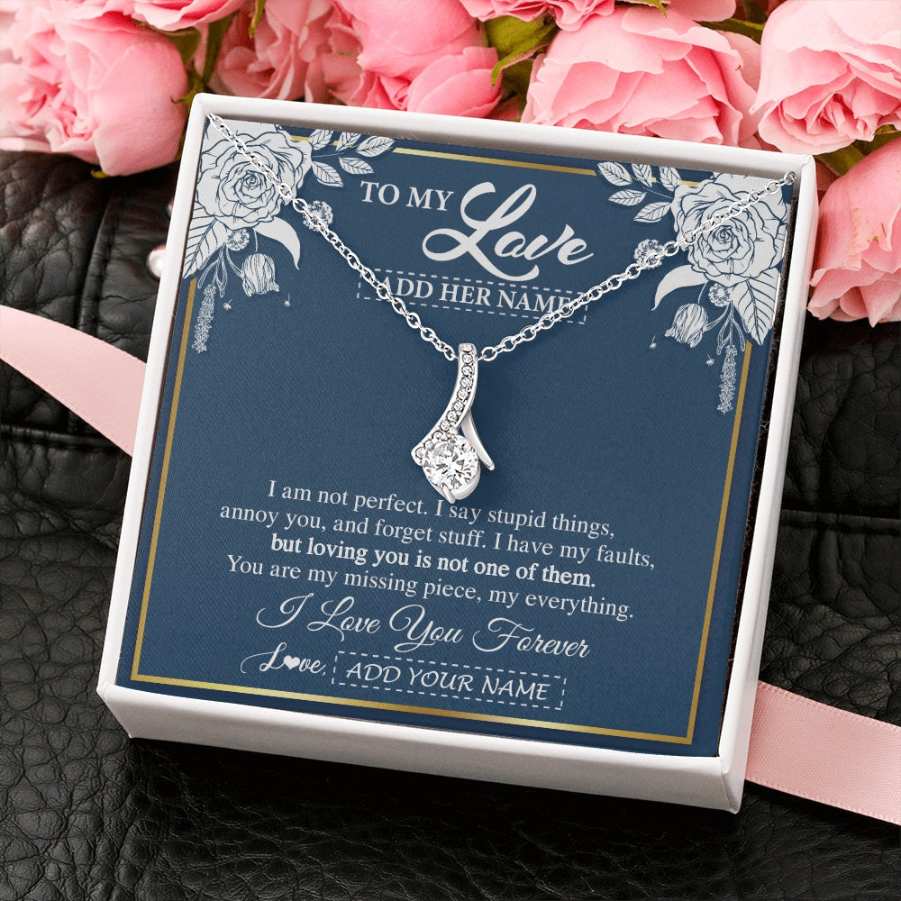 Alluring Beauty Necklace 14K White Gold Finish | 2 | Personalized To My Love Necklace My Everything Romatic Gifts For Her Wife Gift From Husband Girlfriend Birthday Valentines Day Custom Gift Box Message Card | teecentury.myshopify