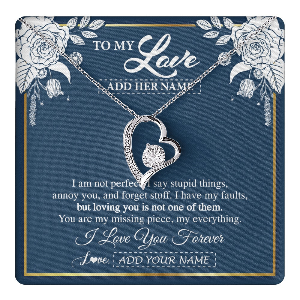 Forever Love Necklace 14K White Gold Finish | 1 | Personalized To My Love Necklace My Everything Romatic Gifts For Her Wife Gift From Husband Girlfriend Birthday Valentines Day Custom Gift Box Message Card | teecentury.myshopify