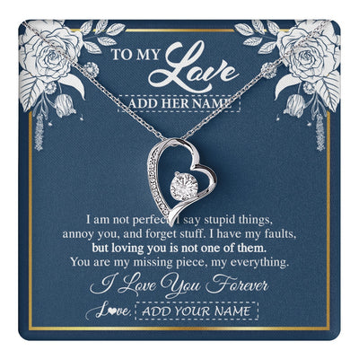 Forever Love Necklace 14K White Gold Finish | 1 | Personalized To My Love Necklace My Everything Romatic Gifts For Her Wife Gift From Husband Girlfriend Birthday Valentines Day Custom Gift Box Message Card | teecentury.myshopify