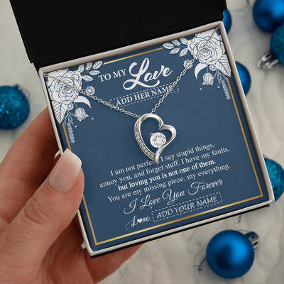 Forever Love Necklace 14K White Gold Finish | 2 | Personalized To My Love Necklace My Everything Romatic Gifts For Her Wife Gift From Husband Girlfriend Birthday Valentines Day Custom Gift Box Message Card | teecentury.myshopify