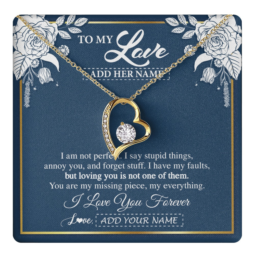 Forever Love Necklace 18K Yellow Gold Finish | 1 | Personalized To My Love Necklace My Everything Romatic Gifts For Her Wife Gift From Husband Girlfriend Birthday Valentines Day Custom Gift Box Message Card | teecentury.myshopify