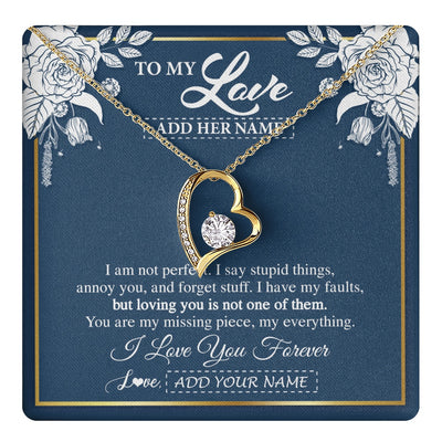Forever Love Necklace 18K Yellow Gold Finish | 1 | Personalized To My Love Necklace My Everything Romatic Gifts For Her Wife Gift From Husband Girlfriend Birthday Valentines Day Custom Gift Box Message Card | teecentury.myshopify