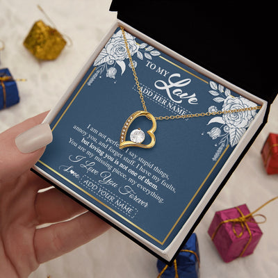 Forever Love Necklace 18K Yellow Gold Finish | 2 | Personalized To My Love Necklace My Everything Romatic Gifts For Her Wife Gift From Husband Girlfriend Birthday Valentines Day Custom Gift Box Message Card | teecentury.myshopify