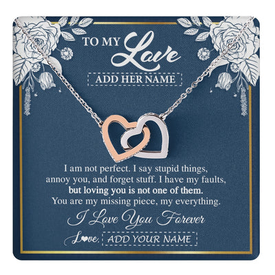 Interlocking Hearts Necklace Stainless Steel & Rose Gold Finish | 1 | Personalized To My Love Necklace My Everything Romatic Gifts For Her Wife Gift From Husband Girlfriend Birthday Valentines Day Custom Gift Box Message Card | teecentury.myshopify
