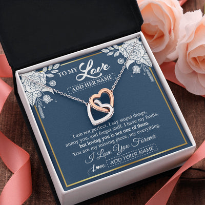 Interlocking Hearts Necklace Stainless Steel & Rose Gold Finish | 2 | Personalized To My Love Necklace My Everything Romatic Gifts For Her Wife Gift From Husband Girlfriend Birthday Valentines Day Custom Gift Box Message Card | teecentury.myshopify
