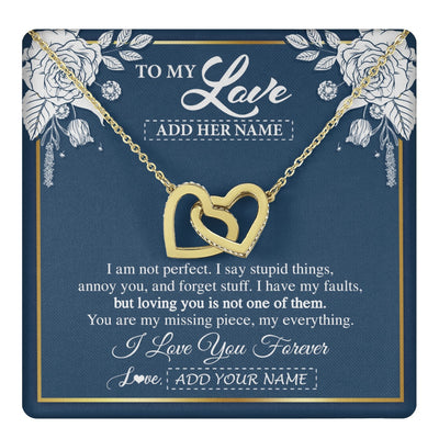 Interlocking Hearts Necklace 18K Yellow Gold Finish | 1 | Personalized To My Love Necklace My Everything Romatic Gifts For Her Wife Gift From Husband Girlfriend Birthday Valentines Day Custom Gift Box Message Card | teecentury.myshopify