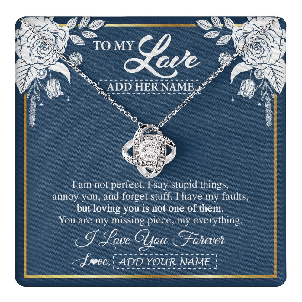 Love Knot Necklace 14K White Gold Finish | 1 | Personalized To My Love Necklace My Everything Romatic Gifts For Her Wife Gift From Husband Girlfriend Birthday Valentines Day Custom Gift Box Message Card | teecentury.myshopify