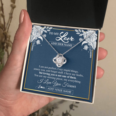 Love Knot Necklace 14K White Gold Finish | 2 | Personalized To My Love Necklace My Everything Romatic Gifts For Her Wife Gift From Husband Girlfriend Birthday Valentines Day Custom Gift Box Message Card | teecentury.myshopify