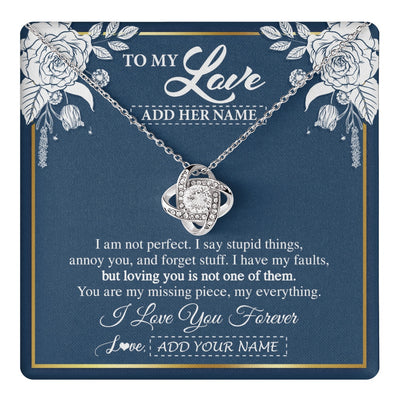 Love Knot Necklace 14K White Gold Finish | 1 | Personalized To My Love Necklace My Everything Romatic Gifts For Her Wife Gift From Husband Girlfriend Birthday Valentines Day Custom Gift Box Message Card | teecentury.myshopify