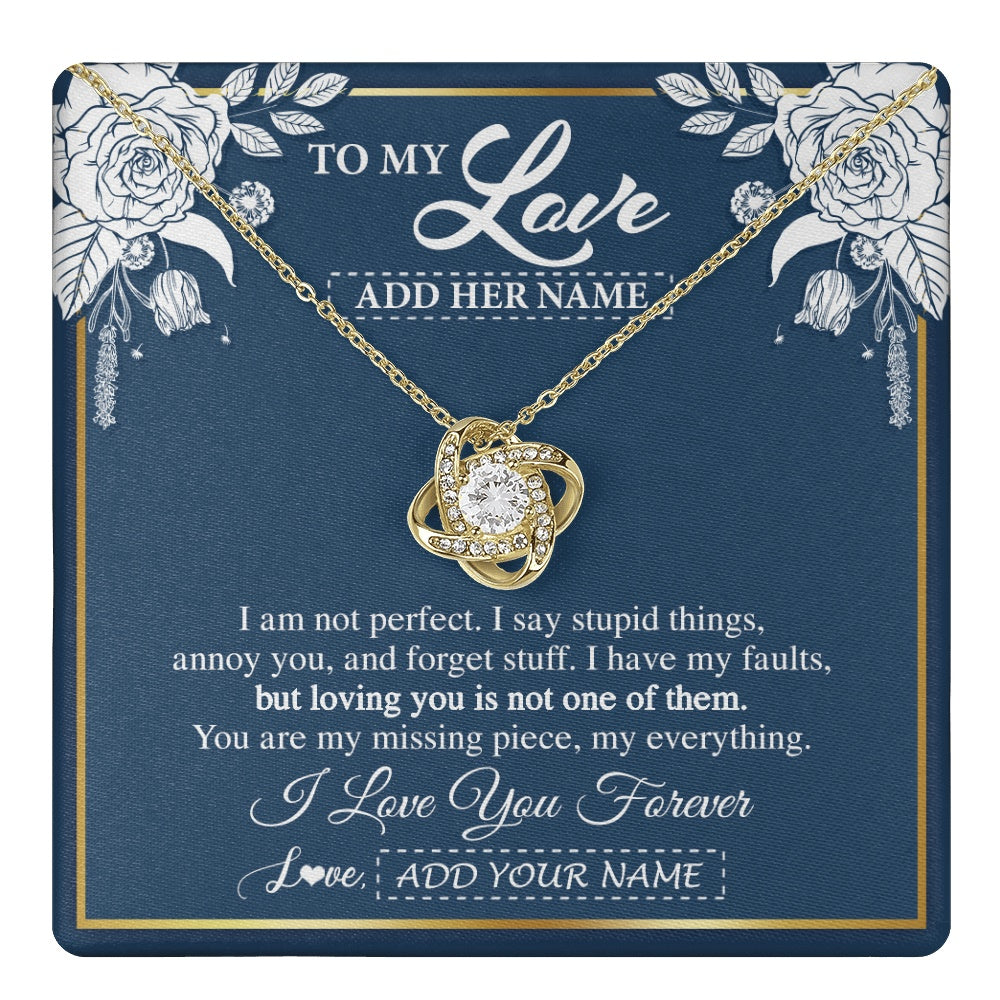 Love Knot Necklace 18K Yellow Gold Finish | 1 | Personalized To My Love Necklace My Everything Romatic Gifts For Her Wife Gift From Husband Girlfriend Birthday Valentines Day Custom Gift Box Message Card | teecentury.myshopify