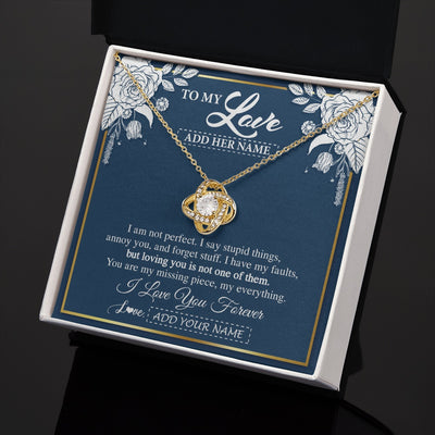 Love Knot Necklace 18K Yellow Gold Finish | 2 | Personalized To My Love Necklace My Everything Romatic Gifts For Her Wife Gift From Husband Girlfriend Birthday Valentines Day Custom Gift Box Message Card | teecentury.myshopify