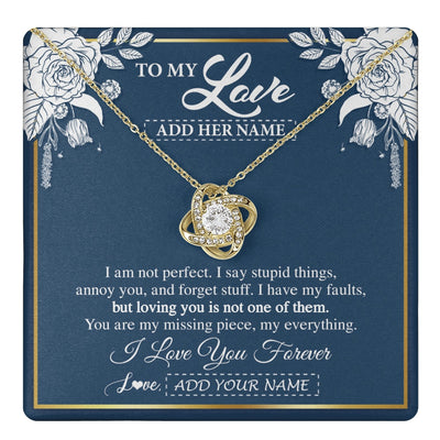 Love Knot Necklace 18K Yellow Gold Finish | 1 | Personalized To My Love Necklace My Everything Romatic Gifts For Her Wife Gift From Husband Girlfriend Birthday Valentines Day Custom Gift Box Message Card | teecentury.myshopify