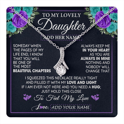Alluring Beauty Necklace 14K White Gold Finish | 1 | Personalized To My Lovely Daughter Necklace Gift From Mom Dad Mother Father Feel My Love Daughter Birthday Gift Mother's Day Christmas Gift Box Message Card | teecentury.myshopify