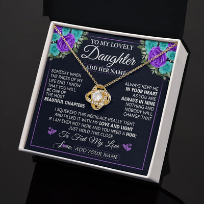 Love Knot Necklace 18K Yellow Gold Finish | 2 | Personalized To My Lovely Daughter Necklace Gift From Mom Dad Mother Father Feel My Love Daughter Birthday Gift Mother's Day Christmas Gift Box Message Card | teecentury.myshopify
