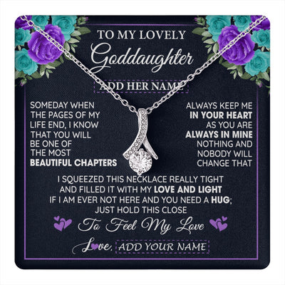 Alluring Beauty Necklace 14K White Gold Finish | 1 | Personalized To My Lovely Goddaughter Necklace Gift From Godmother Uncle Feel My Love Goddaughter Birthday Gift Mother's Day Christmas Gift Box Message Card | teecentury.myshopify