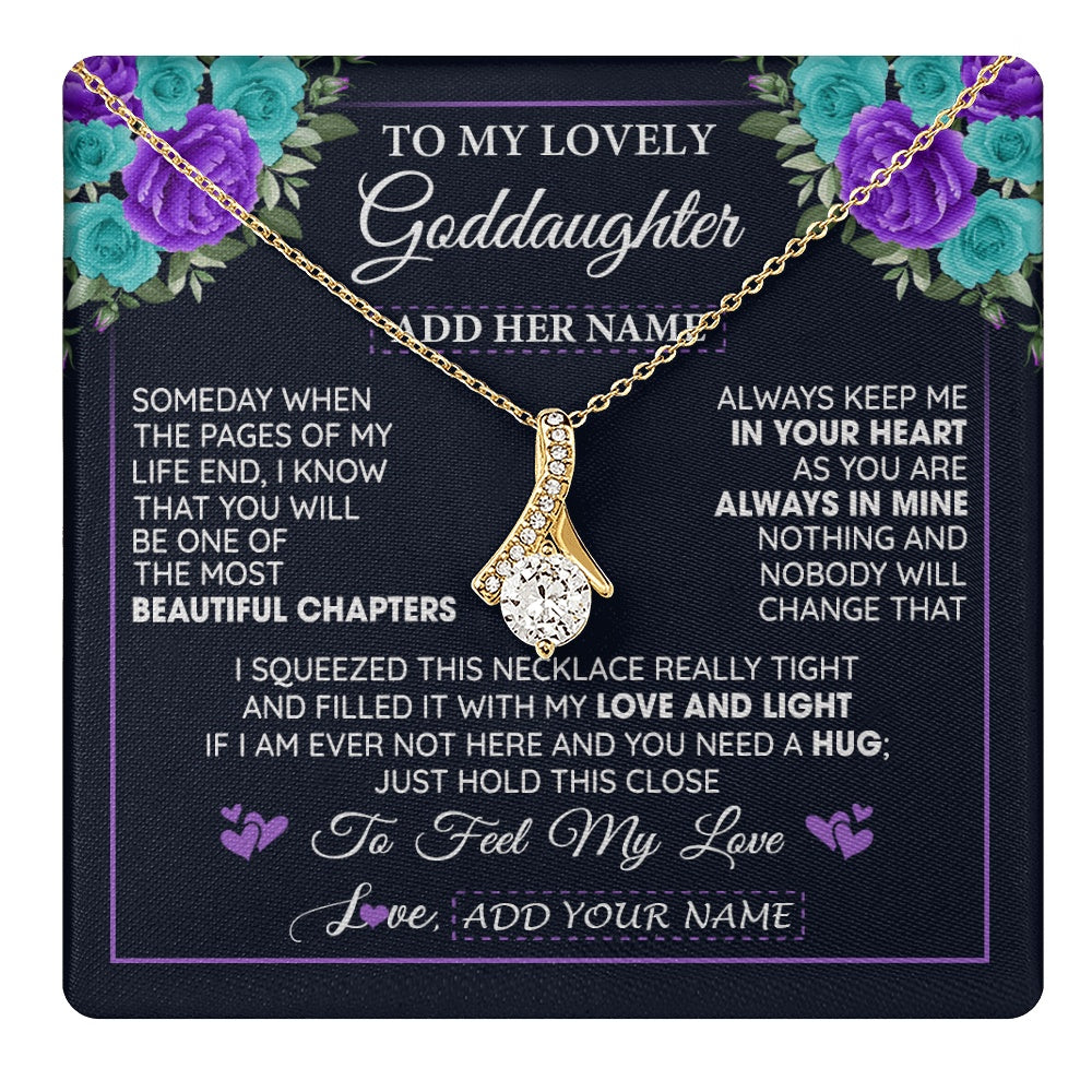 Alluring Beauty Necklace 18K Yellow Gold Finish | 1 | Personalized To My Lovely Goddaughter Necklace Gift From Godmother Uncle Feel My Love Goddaughter Birthday Gift Mother's Day Christmas Gift Box Message Card | teecentury.myshopify