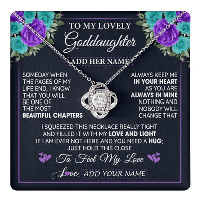 Love Knot Necklace 14K White Gold Finish | 1 | Personalized To My Lovely Goddaughter Necklace Gift From Godmother Uncle Feel My Love Goddaughter Birthday Gift Mother's Day Christmas Gift Box Message Card | teecentury.myshopify