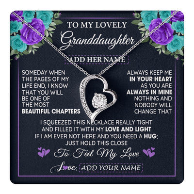 Forever Love Necklace 14K White Gold Finish | 1 | Personalized To My Lovely Granddaughter Necklace Gift From Granparents Feel My Love Granddaughter Birthday Gift Mother's Day Christmas Gift Box Message Card | teecentury.myshopify
