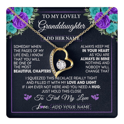 Forever Love Necklace 18K Yellow Gold Finish | 1 | Personalized To My Lovely Granddaughter Necklace Gift From Granparents Feel My Love Granddaughter Birthday Gift Mother's Day Christmas Gift Box Message Card | teecentury.myshopify