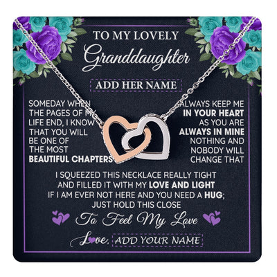 Interlocking Hearts Necklace Stainless Steel & Rose Gold Finish | 1 | Personalized To My Lovely Granddaughter Necklace Gift From Granparents Feel My Love Granddaughter Birthday Gift Mother's Day Christmas Gift Box Message Card | teecentury.myshopify