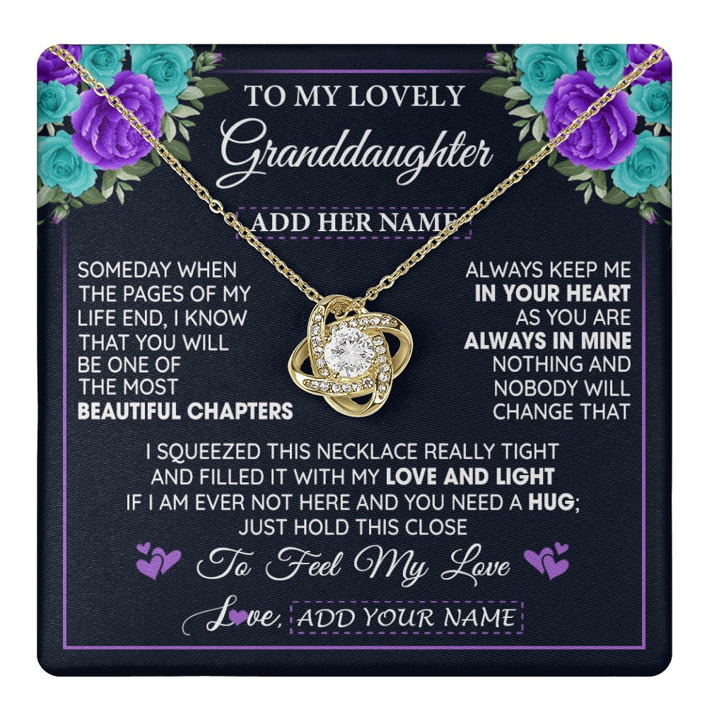 Love Knot Necklace 18K Yellow Gold Finish | 1 | Personalized To My Lovely Granddaughter Necklace Gift From Granparents Feel My Love Granddaughter Birthday Gift Mother's Day Christmas Gift Box Message Card | teecentury.myshopify