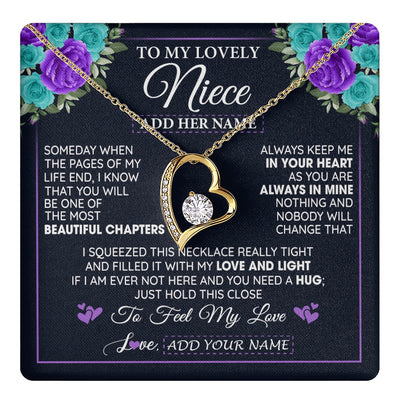 Forever Love Necklace 18K Yellow Gold Finish | 1 | Personalized To My Lovely Niece Necklace Gift From Uncle Aunt Feel My Love Niece Birthday Gift Mother's Day Christmas Customized Gift Box Message Card | teecentury.myshopify