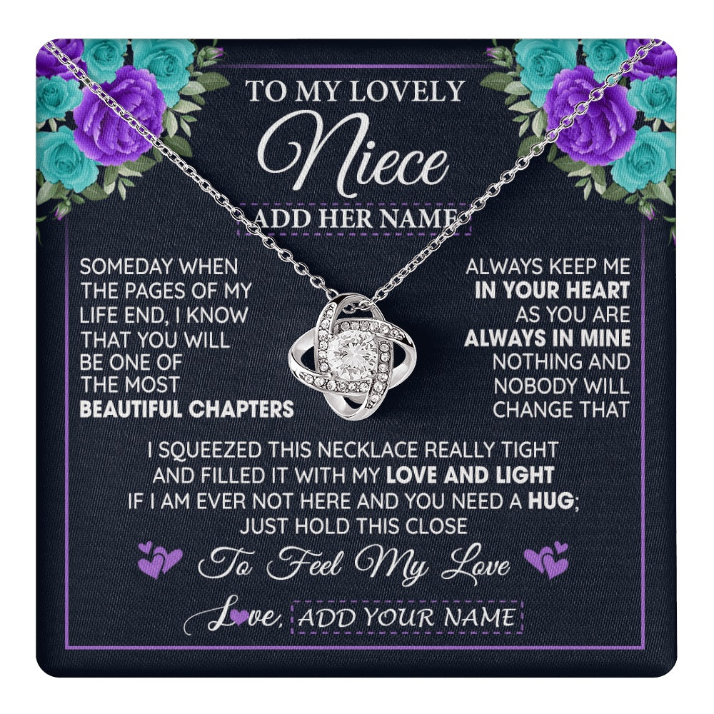 Love Knot Necklace 14K White Gold Finish | 1 | Personalized To My Lovely Niece Necklace Gift From Uncle Aunt Feel My Love Niece Birthday Gift Mother's Day Christmas Customized Gift Box Message Card | teecentury.myshopify