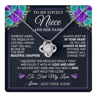 Love Knot Necklace 14K White Gold Finish | 1 | Personalized To My Lovely Niece Necklace Gift From Uncle Aunt Feel My Love Niece Birthday Gift Mother's Day Christmas Customized Gift Box Message Card | teecentury.myshopify