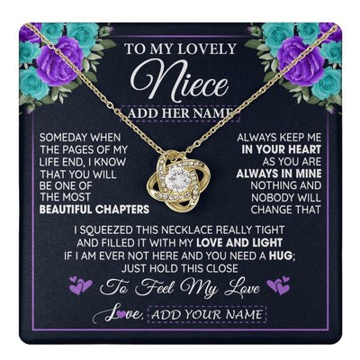Love Knot Necklace 18K Yellow Gold Finish | 1 | Personalized To My Lovely Niece Necklace Gift From Uncle Aunt Feel My Love Niece Birthday Gift Mother's Day Christmas Customized Gift Box Message Card | teecentury.myshopify