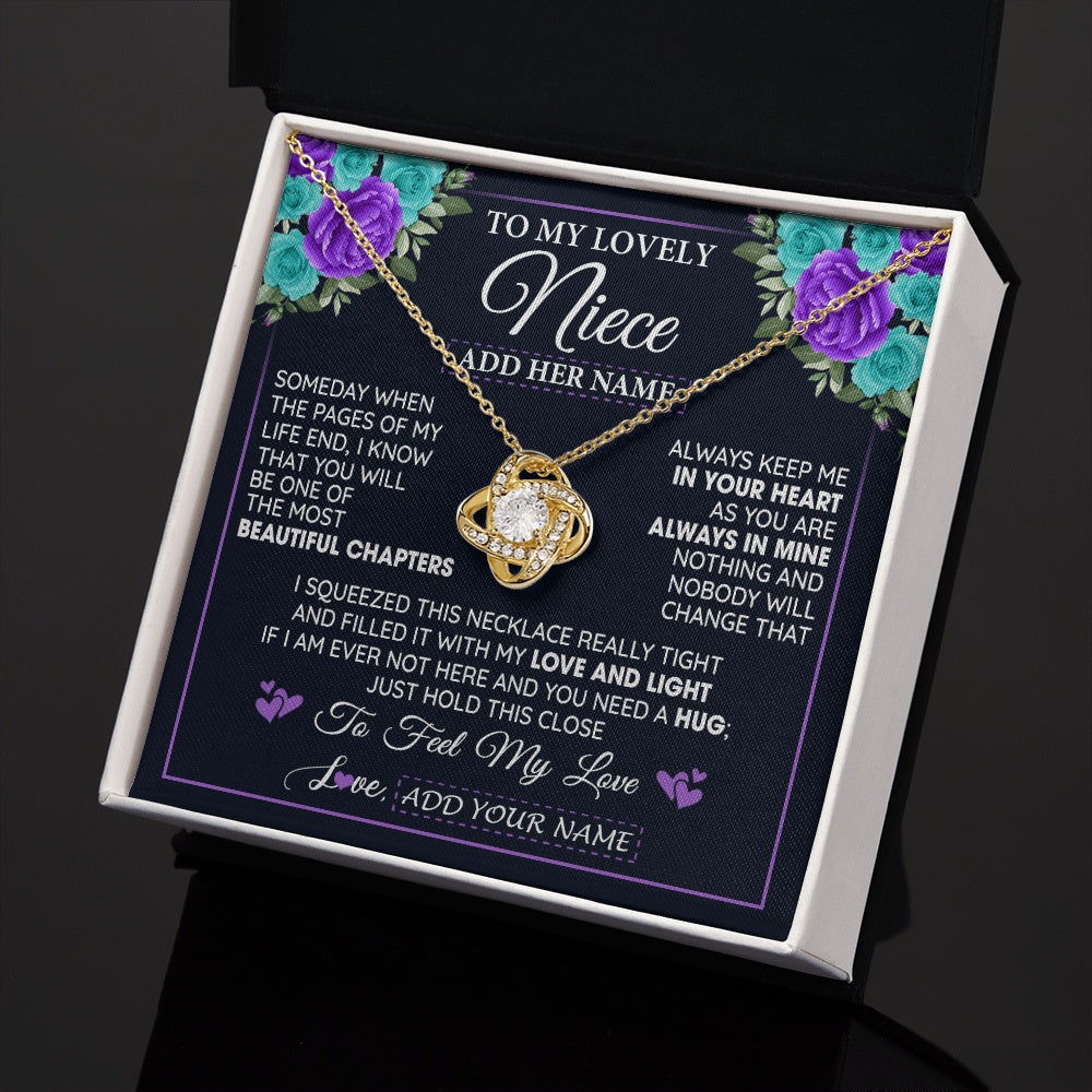 Love Knot Necklace 18K Yellow Gold Finish | 2 | Personalized To My Lovely Niece Necklace Gift From Uncle Aunt Feel My Love Niece Birthday Gift Mother's Day Christmas Customized Gift Box Message Card | teecentury.myshopify