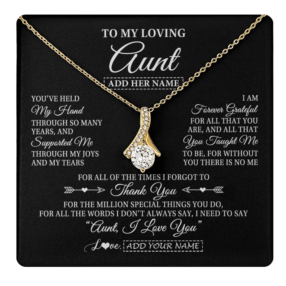 Alluring Beauty Necklace 18K Yellow Gold Finish | 1 | Personalized To My Loving Aunt Necklace From Niece You've Help My Hand Aunt Gift From Nephew Aunt Birthday Gifts Mothers Day Custom Gift Box Message Card | https://teecentury.