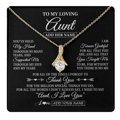 Alluring Beauty Necklace 18K Yellow Gold Finish | 1 | Personalized To My Loving Aunt Necklace From Niece You've Help My Hand Aunt Gift From Nephew Aunt Birthday Gifts Mothers Day Custom Gift Box Message Card | https://teecentury.