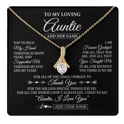 Alluring Beauty Necklace 18K Yellow Gold Finish | 1 | Personalized To My Loving Auntie Necklace From Niece You've Help My Hand Auntie Gift From Nephew Auntie Birthday Gifts Mothers Day Custom Gift Box Message Card | https://teecentury.